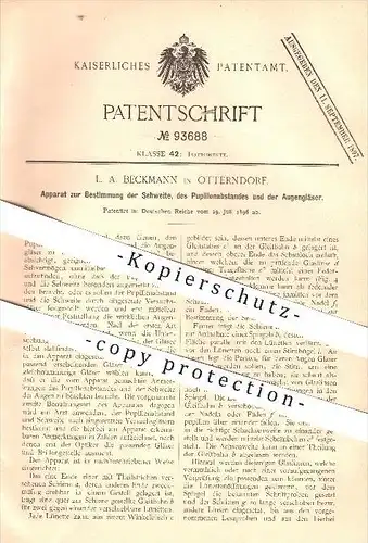 original Patent - L. A. Beckmann in Otterndorf , 1896 , Bestimmung der Sehweite , Optiker , Augenarzt , Arzt , Brille !!