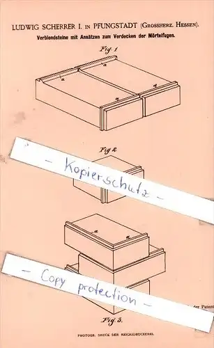 Original Patent - L. Scherrer I. in Pfungstadt , Grossherz. Hessen , 1886 , Hochbauwesen !!!