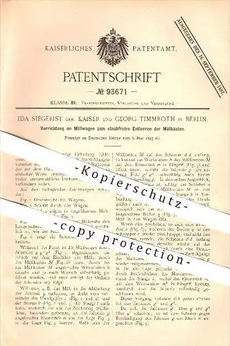 original Patent - Ida Siegerist geb. Kaiser & Georg Timmroth in Berlin , 1895 , Müllwagen , Müllkasten , Müll , Abfall