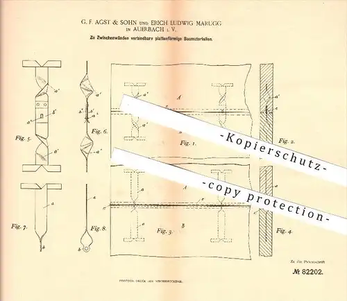 original Patent - G. F. Agst & Sohn und Erich L. Marugg in Auerbach i. V. , 1894 , Baumaterialien , Hochbau !!!