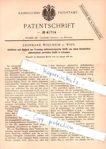 Original Patent - Leonhard Wollheim in Wien , 1886 ,  !!!