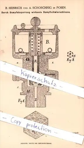 Original Patent - B. Heinrich und A. Schoschnig in Posen , 1887 , Maschinenelemente !!!