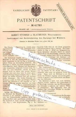 Original Patent - A. Stohrer in Blaubeuren , Württemberg , 1887 , Verhinderung des Sprungs bei Widdern !!!