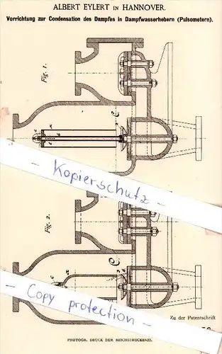 Original Patent - Albert Eylert in Hannover , 1885 , Pumpen !!!