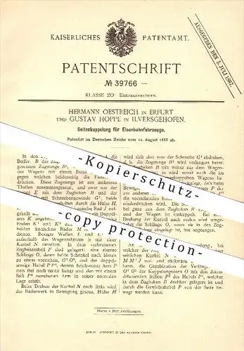 original Patent - Hermann Oestreich in Erfurt & Gustav Hoppe in Ilversgehofen , 1886 , Kupplung für Eisenbahnen !!!