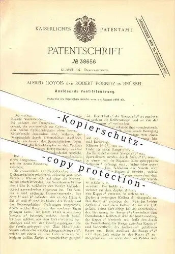 original Patent - Alfred Hoyois und Robert Pornitz in Brüssel , 1886 , Auslösende Ventilsteuerung , Dampfmaschinen !!!