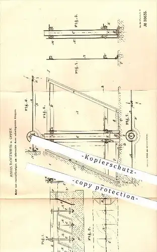 original Patent - Justus Danckwerts in Oppeln , 1886 , Wehr , Wasserwehr , Wasserbau , Wasser !!!