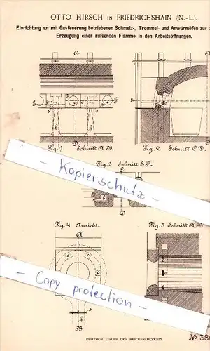 Original Patent - Otto Hirsch in Friedrichshain , N.-L. , 1886 , Glas !!!