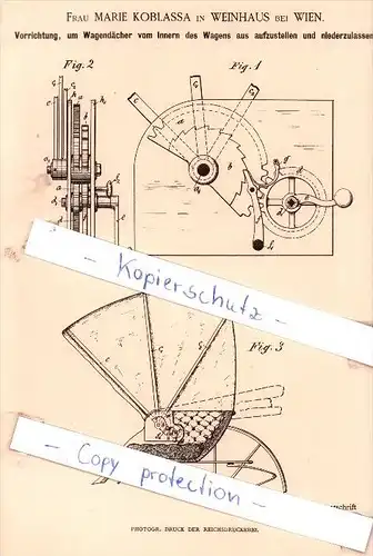 Original Patent -  M. Koblassa in Weinhaus bei Wien , 1886 , Sattlerei und Wgenbau !!!