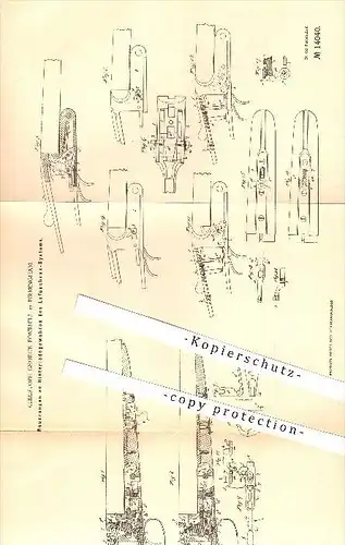 original Patent - Christoph George Bonehill in Birmingham , 1880 , Rifle , Hinterladegewehre , Gewehr , Waffen !!!