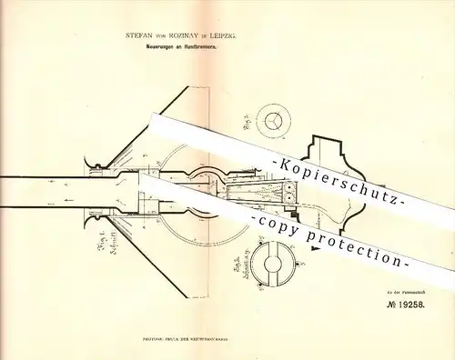 original Patent - Stefan von Rozinay in Leipzig , 1881 , Rundbrenner , Brenner , Licht , Lampen , Beleuchtung !!!