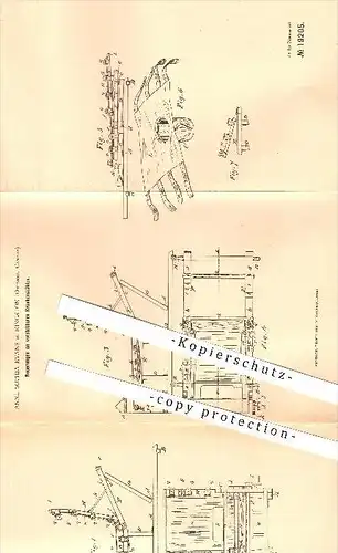 original Patent - Anne Sophie Evans in Kingston , Ontario, Kanada , 1882 , Verstellbare Krankenstühle , Krankenbett !!!