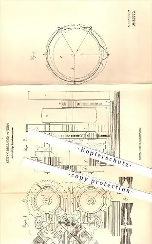 original Patent - Stefan Reiländer in Wien , 1886 , Selbsttätige Schmiedemaschine , Metallbearbeitung , Schmied !!!