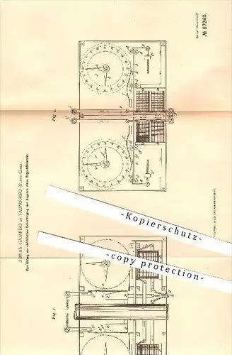 original Patent - Adrian Gajardo in Valparaiso , Staat Chile , 1895 , Elektrische Übertragung an ein Doppelzählwerk !!!