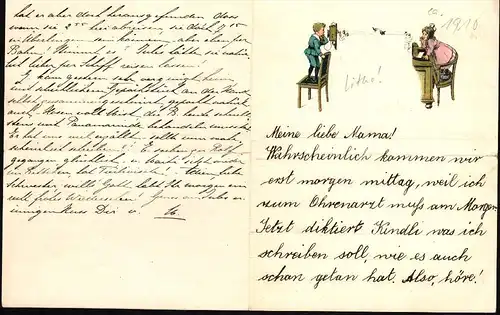 Lithographie - Brief , Telephon  , ca. 1910 !!!