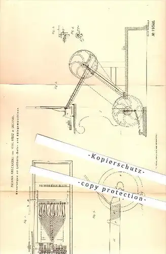 original Patent - I. Delcambre und M. Riesz in Brüssel , 1881 , Letter-  und Ablegemaschinen , Druckerei , Bruxelles !!