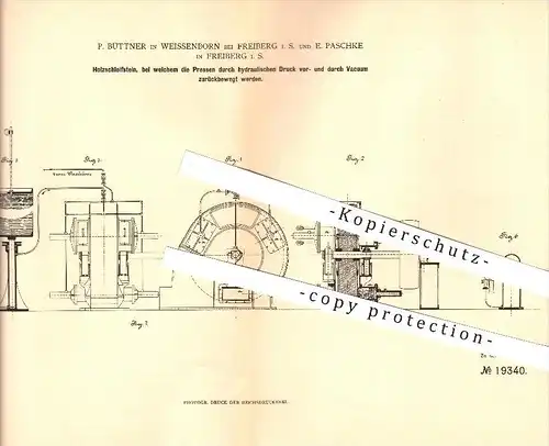 original Patent - P. Büttner in Weissenborn &  E. Paschke in Freiberg i. S. , 1882, Holzschleifstein , Papierherstellung