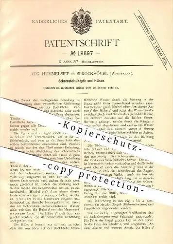 original Patent - Aug. Hummelsiep in Sprockhövel , 1882 , Schornsteinköpfe und Hülsen , Schornstein , Schornsteinfeger !