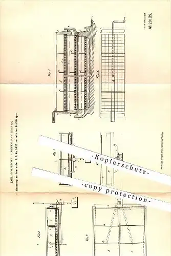 original Patent - Emil Schuricht in Siebenlehn b. Großschirma ,1882 , Stofffänger , Papierherstellung , Papierfabrik !!!