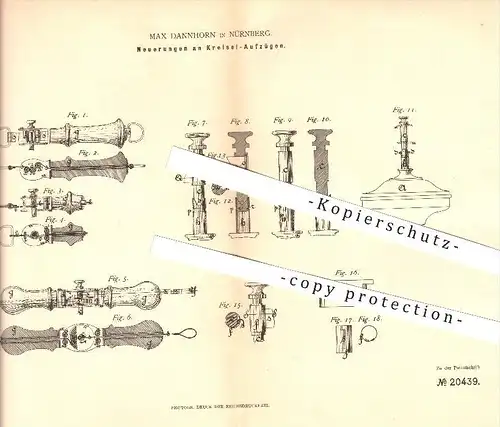 original Patent - Max Dannhorn in Nürnberg , 1882 , Kreisel-Aufzüge , Kreisel , Spielzeug !!!