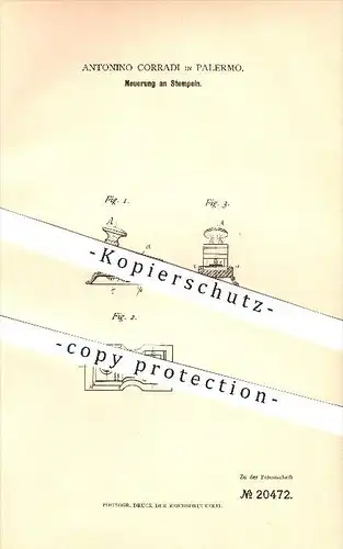 original Patent - Antonino Corradi in Palermo , 1882 , Stempel , Druckerei !!!