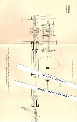 original Patent - C. Wehrenpfennig in Ixelles-Bruxelles , 1882 , Zug- und Stoßvorrichtung für Eisenbahnfahrzeuge !!!