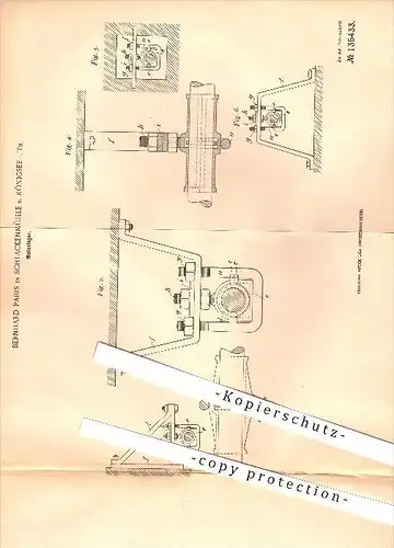 original Patent - Bernhard Paris in Schlackenmühle b. Königsee in Thüringen , 1902, Wellenlager , Königsee-Rottenbach !!