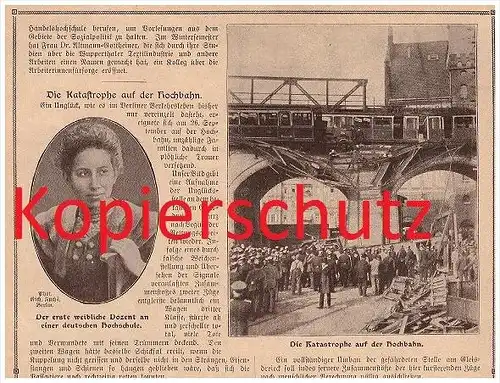 original Zeitungsbericht - 1908 - Hochbahn in Berlin , Katastrophe , Gleisdreieck , Unfall , Straßenbahn , Eisenbahn !!
