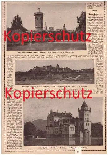 original Zeitungsbericht - 1908 -  Die Schlösser des Hauses Habsburg , Laxenburg ,  Aargau , Salzburg !!!