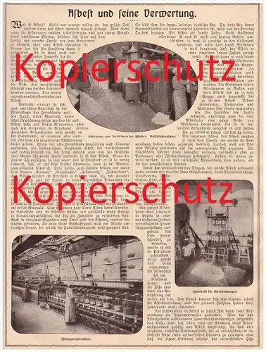 original Zeitungsbericht - 1908 - Asbest und seine Verwertung , Feuerwehr !!