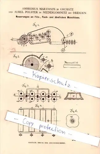 Original Patent - A. Marthaus in Oschatz und A. Polster in Niederlössnitz bei Dresden , 1883 , !!!