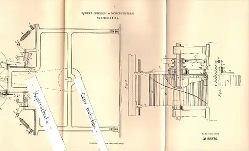 Original Patent - Robert Priebsch in Morchenstern / Smrzovka , 1883 , Spulmaschine , Weberei , Weber !!!