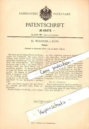 Original Patent - Dr. Wolfrom in Küps b. Kronach , 1896 , Pessar für männliches Glied , Penis , Urologe !!!