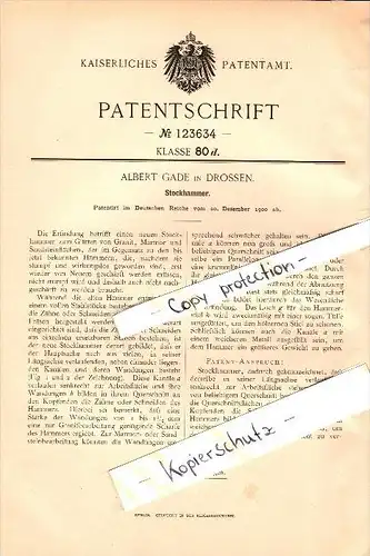 Original Patent - Albert Gade in Drossen / Osno Lubuskie , 1900 , Hammer für Granit , Marmor und Sandstein !!!