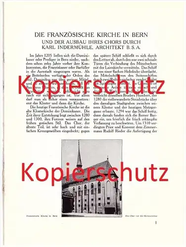 original Prospekt - 1914 - Die französische Kirche in Bern , Innenausbau , Architektur , Architekt !!!