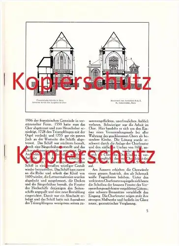 original Prospekt - 1914 - Die französische Kirche in Bern , Innenausbau , Architektur , Architekt !!!