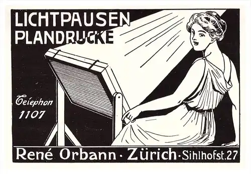 original Werbung - 1914 - René Orbann in Zürich , Silhofstrasse , Lichtpausen und Drucke , Druckerei !!!