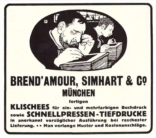 original Werbung - 1914 - Brend'Amour , Simhart & Co in München , Presse für Druckerei , Drucke !!!