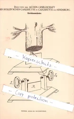 Original Patent   - Direction der AG der Holler`schen Carlshütte in Carlshütte bei Rendsburg , 1893 , !!!