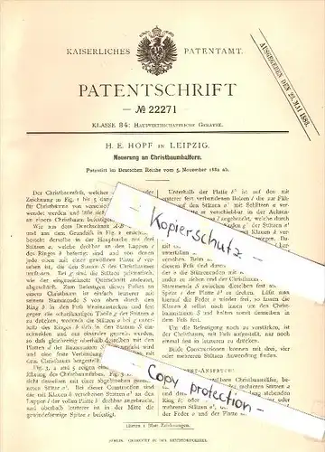 Original Patent - H.E. Hopf in Leipzig , 1882 , Christbaumständer , Weihnachtsbaumständer , Weihnachten !!!