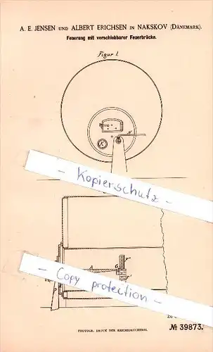 Original Patent  - A. E. Jensen und A. Erichsen in Nakskov , Dänemark , 1886 , Dampfkessel  !!!