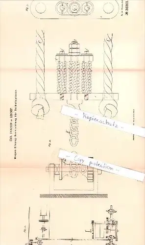 Original Patent  - Emil Tänzler in Lennep , 1886 , Wagen - Einzug - Vorrichtung für Selbstspinner !!!