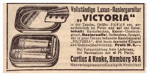 original Werbung - 1917 - Luxus-Rasiergarnitur , Curtius & Knoke in Hamburg , Rasur , Rasierer !!!
