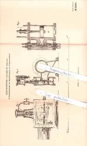 Original Patent  - L. Boettcher in Katzhütte , Thüringen , 1885 , Hilfsdampfcylinder , Dampfmaschinen !!!