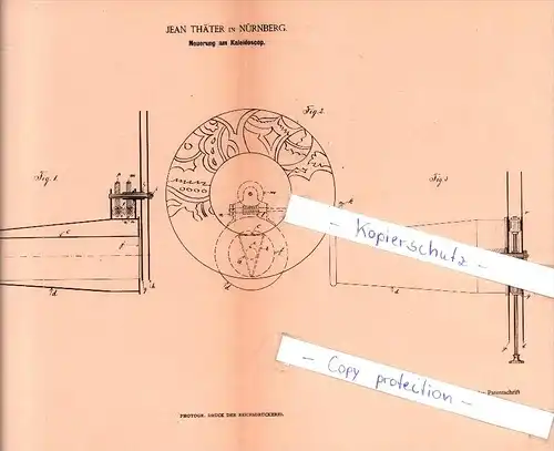 Original Patent  - Jean Thäter in Nürnberg , 1885 , Neuerung an Kaleidoskop !!!