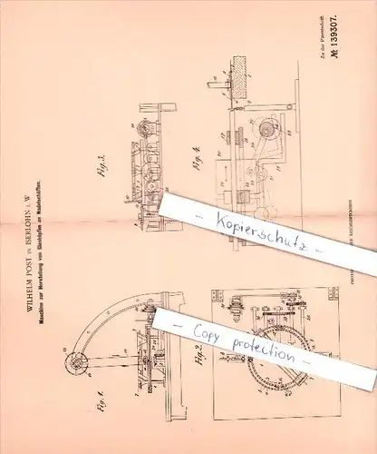 Original Patent  - Wilhelm Post in Iserlohn i. W. ,1901 ,  Herstellung von Glasköpfen an Nadelschäften !!!