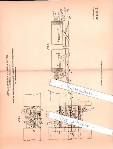 Original Patent  -  C. Burridge und H. Brown in Wairoa , Neuseeland , 1901 , Eisenbahnkupplungen !!!