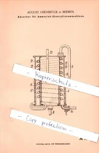 Original Patent  - August Osenbrück in Bremen , 1902 , Absorber für Absorptionsmaschinen !!!