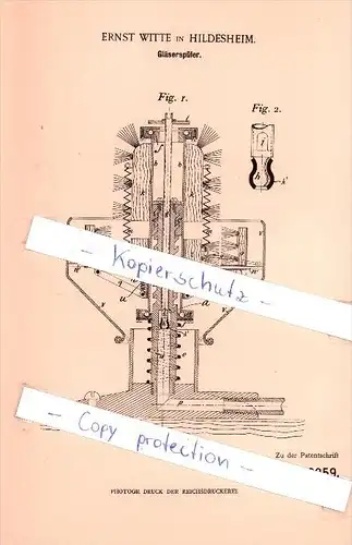 Original Patent  - Ernst Witte in Hildesheim , 1902 ,  Gläserspüler !!!