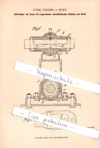 Original Patent  - Vital Tanner in Wien , 1900 , Sellerslager mit Gehäuse aus Blech !!!